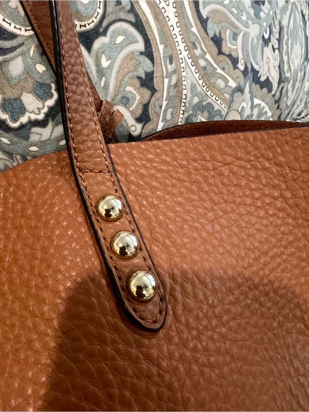 Rebecca Minkoff Tan Pebbled Leather Tote with Stud Accents - Picture 4 of 8
